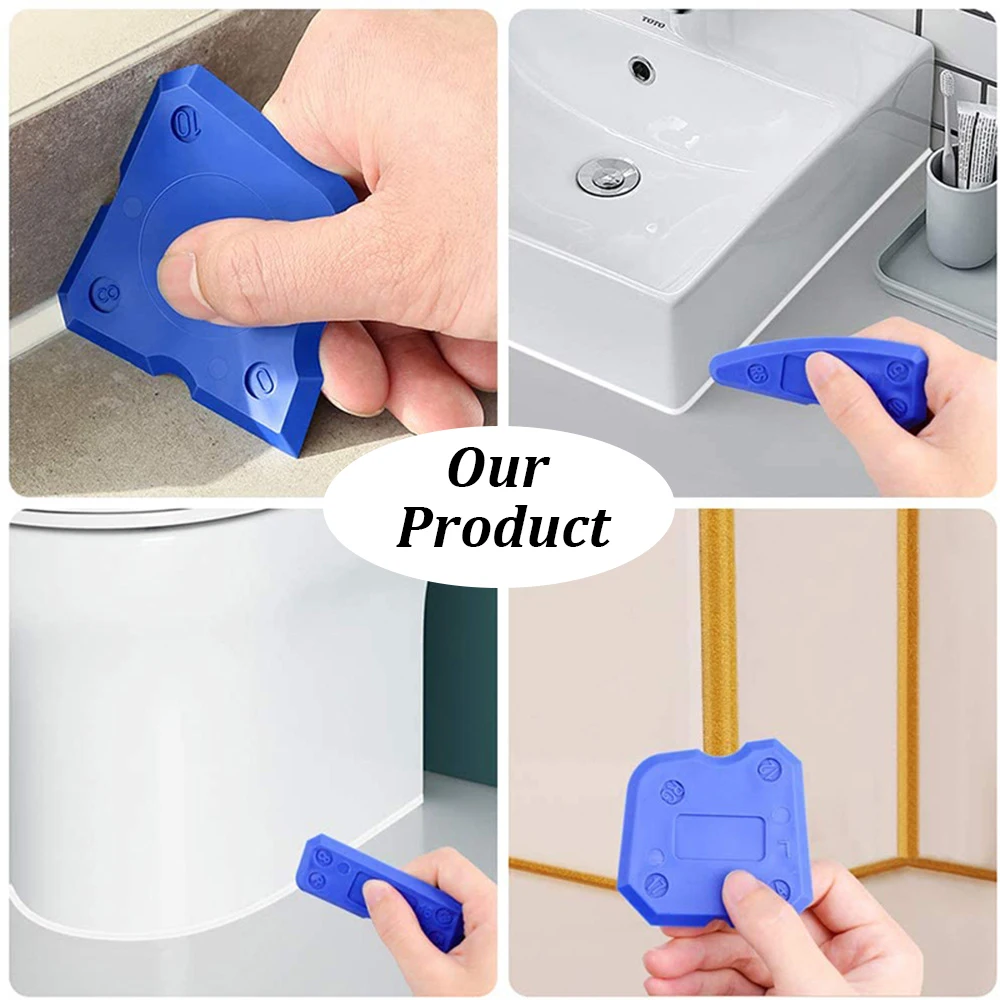 4pcs Silicone Glass Cement Scraper Sealant Grout Remover Tool for Home Finishing Caulking and Cleaning Hand Spatula