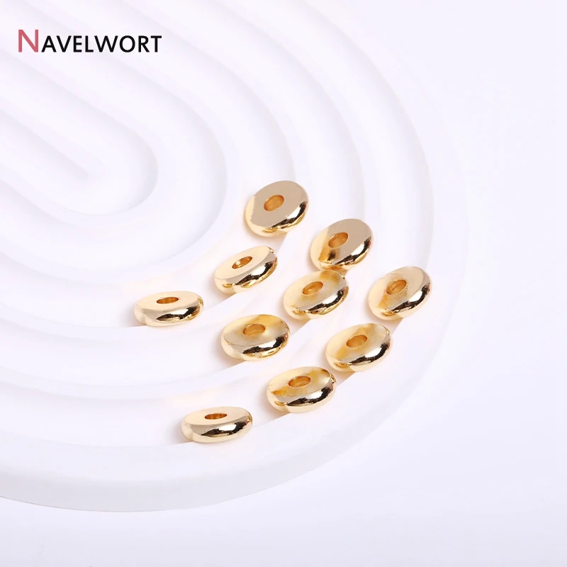 3/4/5/6/8/10 مللي متر المعادن الخرز المسطح 14K/18K مطلية بالذهب خزر عازل ل قلادة سوار ذاتي الصنع صنع الملحقات ، مواد المجوهرات #1