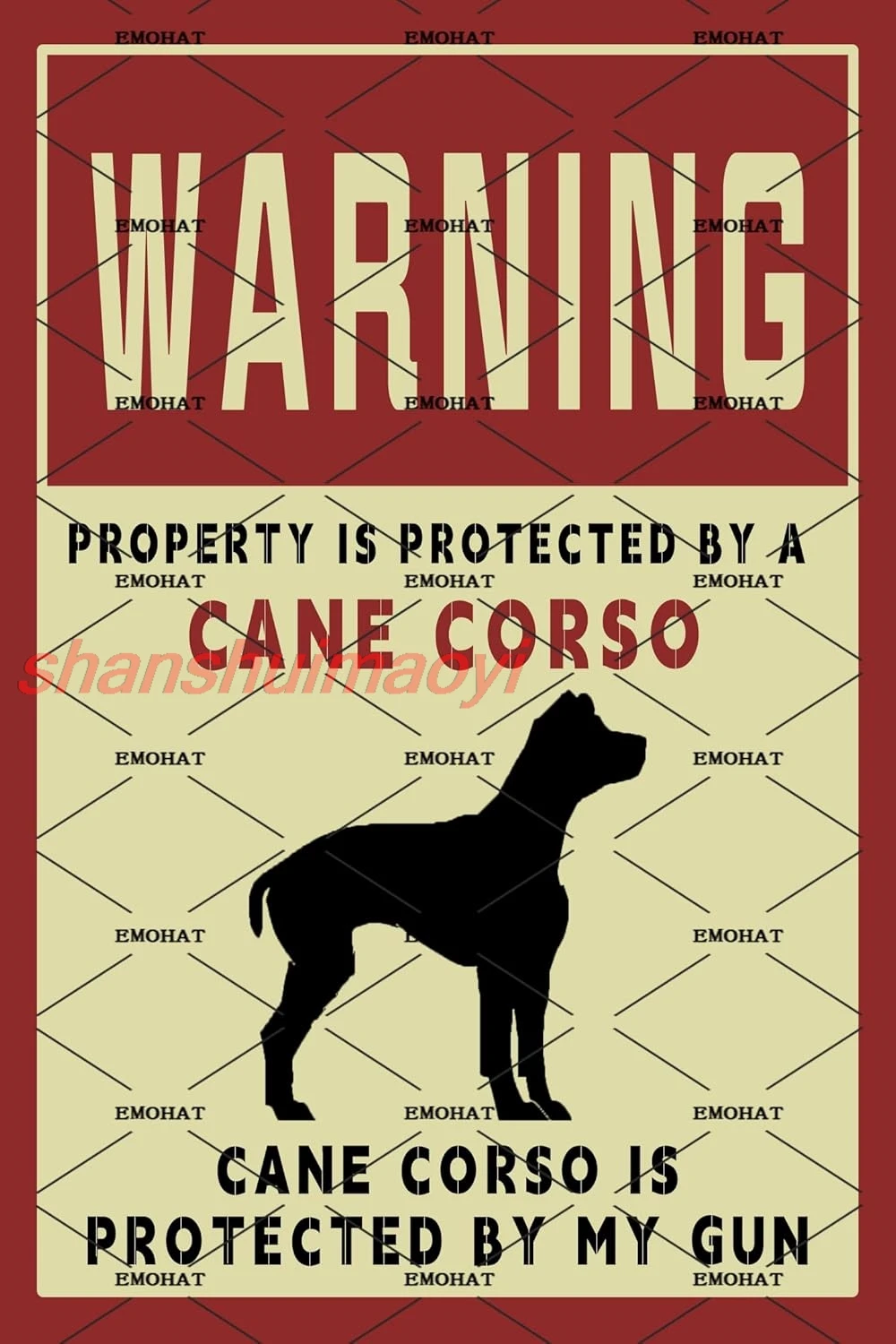 Tin Metal Sign Metal Painting Warning Sign Warning Cane Corso Dog Sign Yard Sign Wall Decoration Aluminum Sign For Home Gar sign