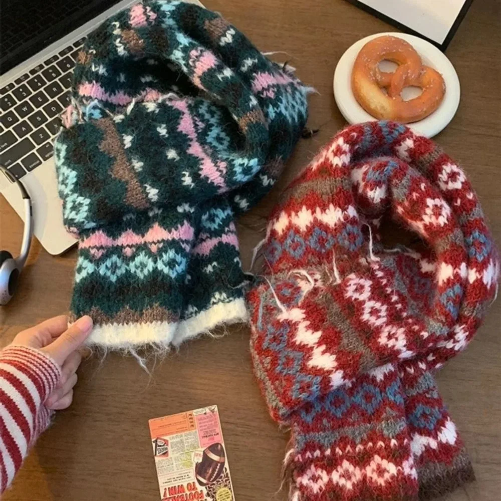 عارضة الدافئة الجاكار وشاح محبوك الصوف خمر معرض جزيرة نمط وشاح مطبوعة الباردة حماية الشتاء الصوف منديل الشتاء #2