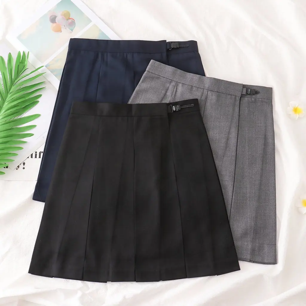 

JK Uniform Preppy Style Skirt Eight-Box Pleated Turtleneck Gray Black Blue for Students Women's Fashion Half Skirt