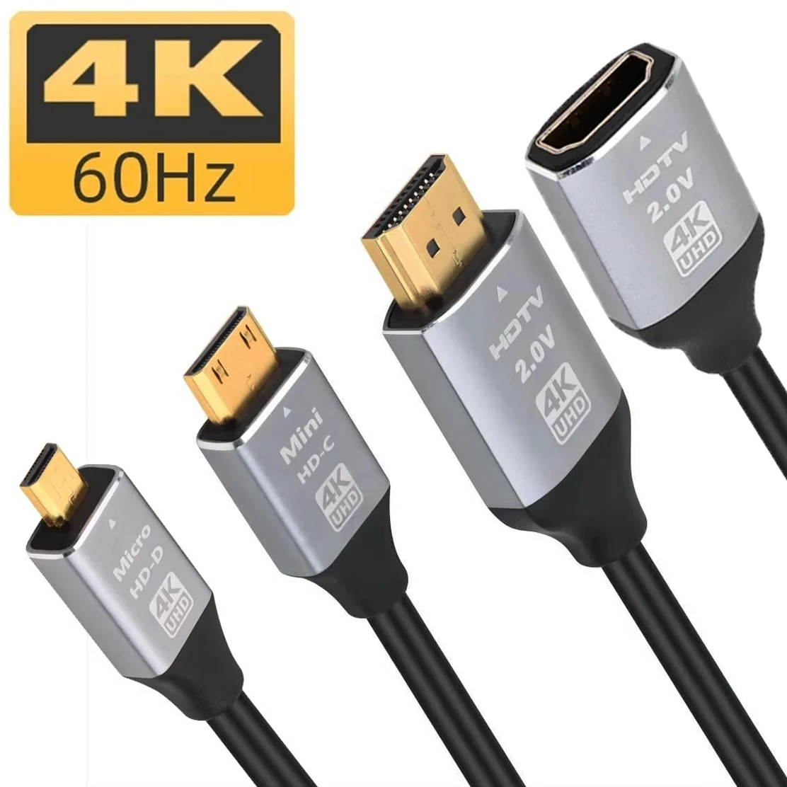 

4K@60Hz UHD Mini Micro HDMI-compatible 2.0 18Gbps HDR ARC Cable for Camcorder Camera Tablet Nuc Kit Laptop HDTV Portable Monitor