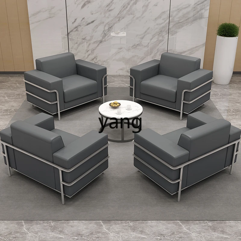 LMM modern simple large-scale business meeting leather VIP reception coffee table combination