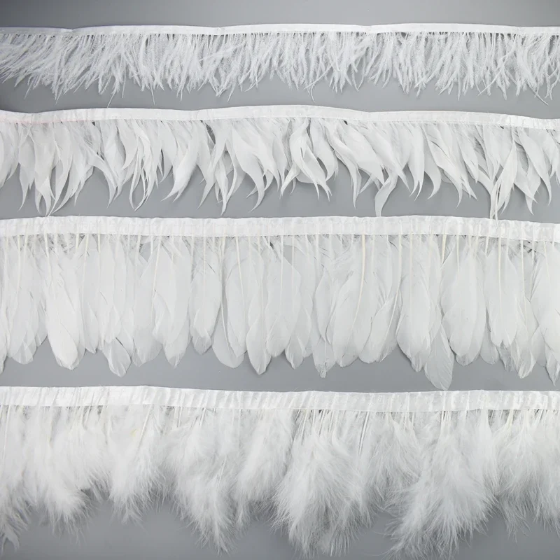 1Meters White Black Pheasant Feathers Tassel Fringe Trim Decoration on Tape Turkey Ostrich Goose Wedding Accessories Decoration