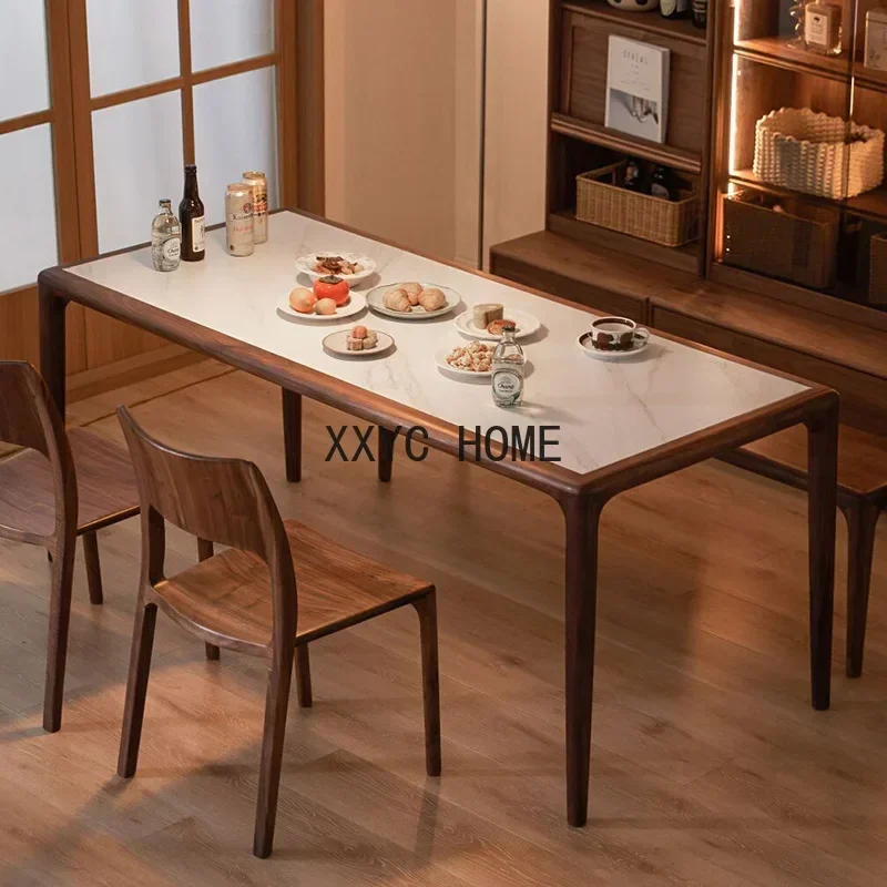 

Wood Stone Plate Dining Table Simple Home Small Apartment