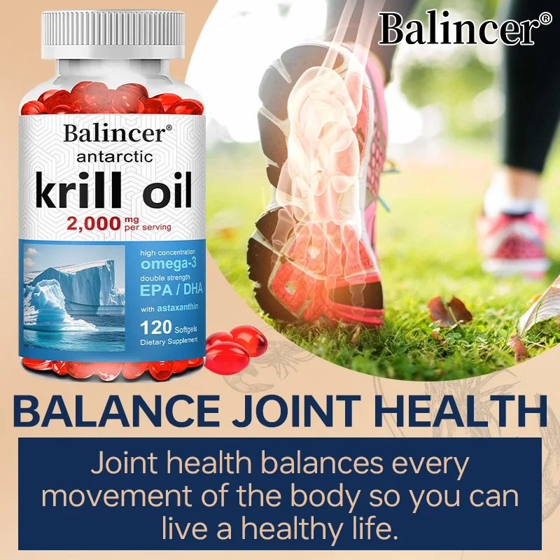 زيت كريل أنتاركتيكا 2000 ملغ مكمل، 3X قوة مصدر طبيعي لـ Omega-3s، EPA 240mg + DHA 160mg + Astaxanthin 800mcg #6