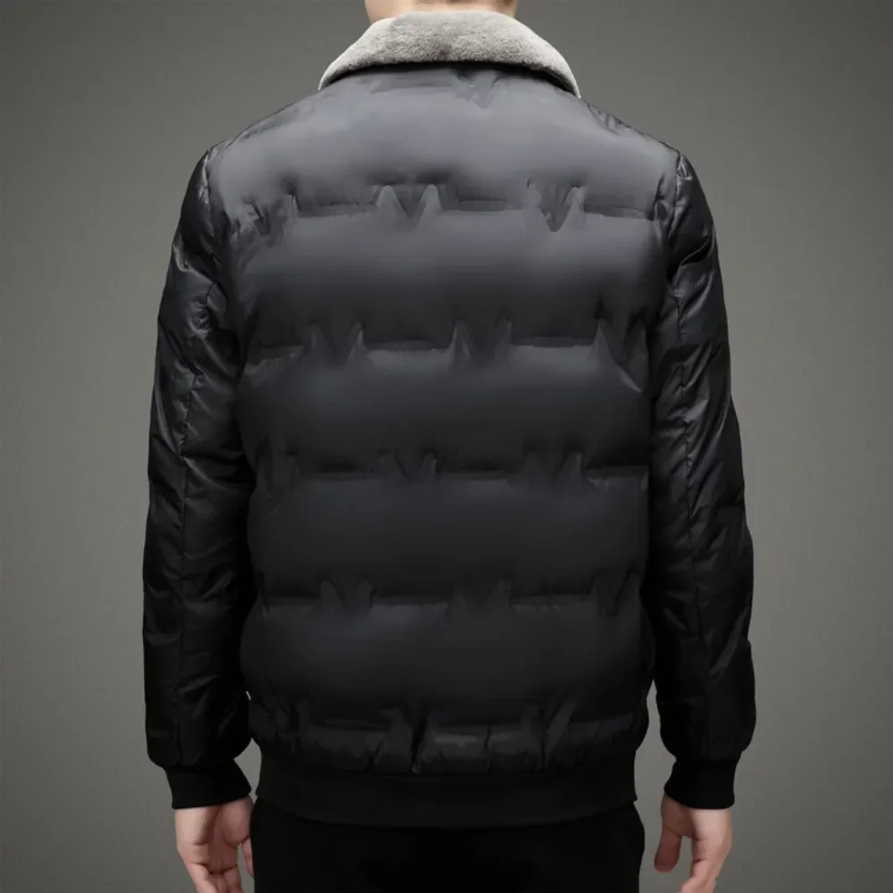 Verdickte Baumwolljacke für Herren, Samtkragen, kurze Baumwolljacke mit winddichtem und warmem Design, Parkas-Mäntel