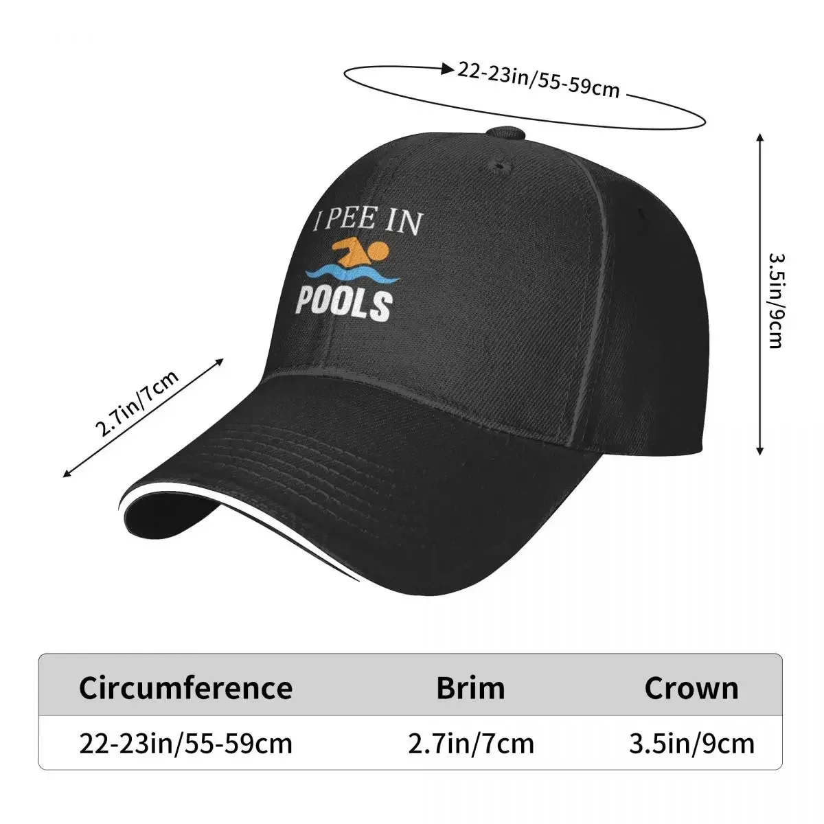 I Pee In Pools Baseball Cap Snap Back Hat Custom Cap Women Caps Men's
