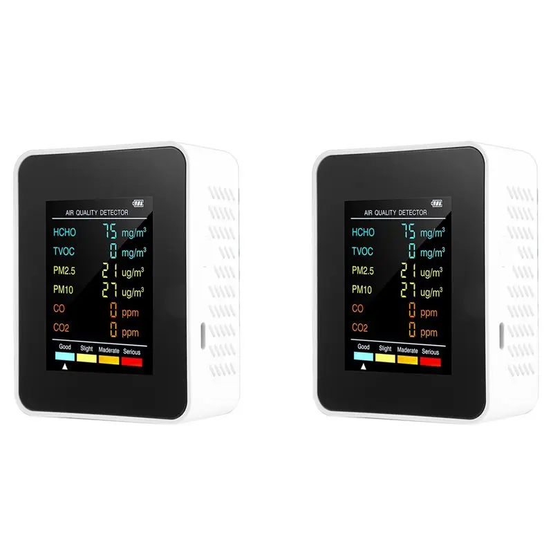 aee9-2x-6-in-1-pm25-pm10-hcho-tvoc-co-co2-空気質モニター、ホワイト