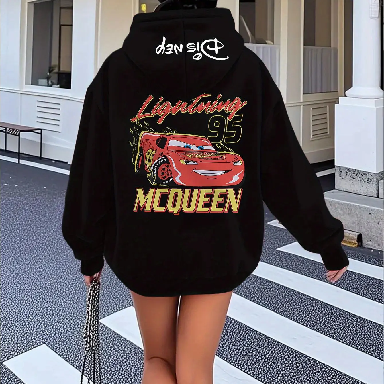 

2025 New Disney Cars Lightning McQueen Hoodie Red Racing Style Zip Sweater with Pockets School Season Unisex