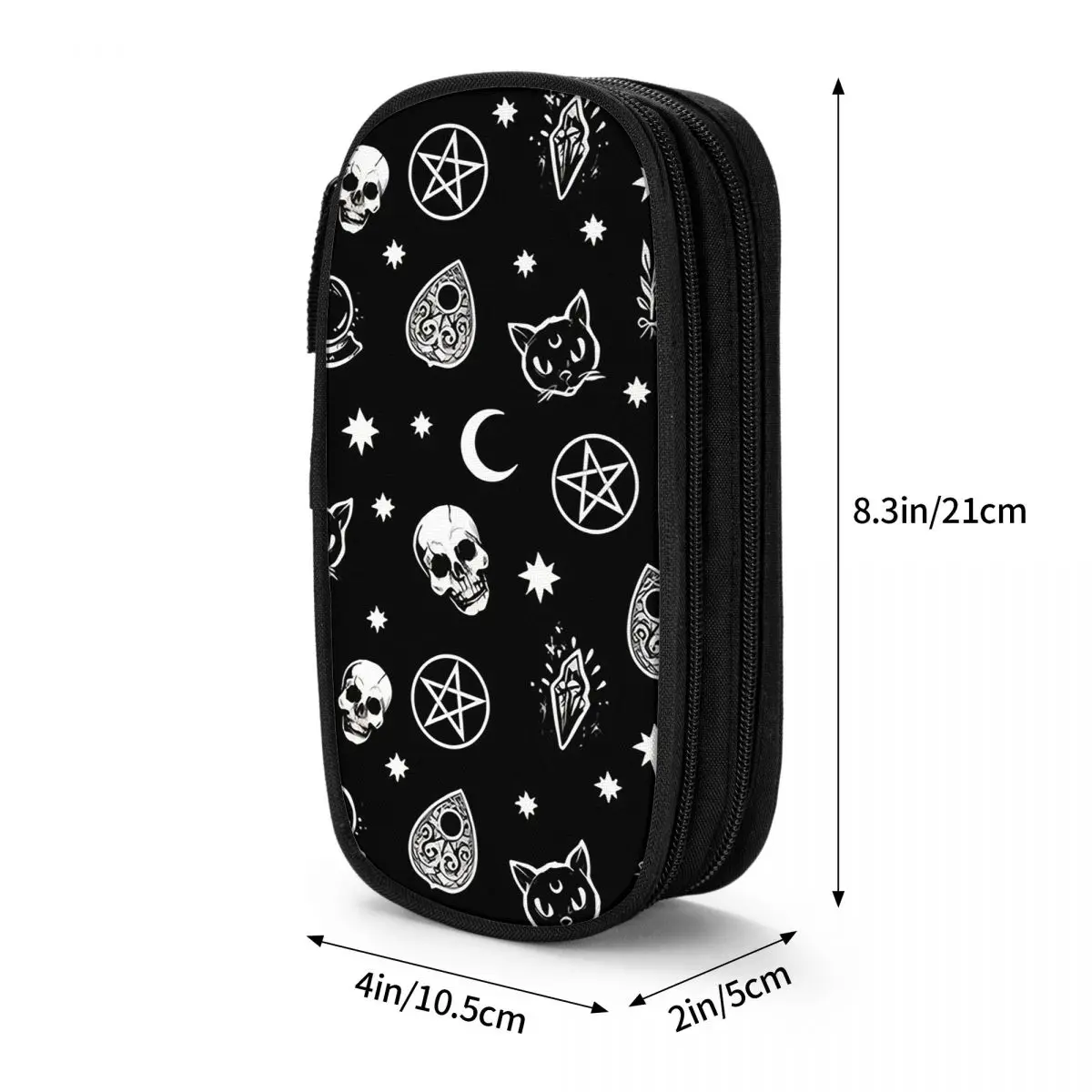 Mystic Cat Magic Eyes Celestial Moon Skull Stars Pencil Case for Students Pen Box Pencil Bag Stationery Supplies Pen Holder Bag