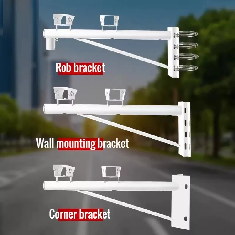 Cross Arm Double Cameras Wall / Rod / Corner Bracket for Universal Bullet / Speed Dome PTZ Cameras Mount Support Steel Material