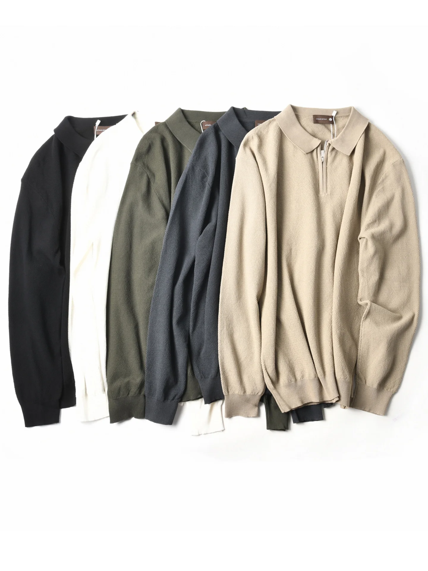 New American Style Hollow out Knitted  Shirt Men's Loose Casual Half Zipper Collar Sweater Autumn Fashion Urban Style