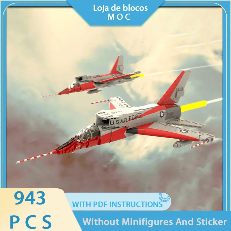 New MOC Building Blocks Military Model 1:35 Scale F-107 Superman Sabre Technology Modular Festival Gift Toy DIY Set
