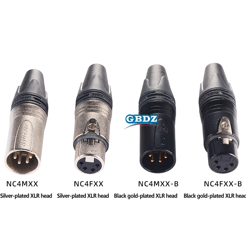 XLR 4-pin Male And Female Connectors NC4MXX With Color Ring And Tail Sleeve For Encoding And Identifying XLR Balanced Connector