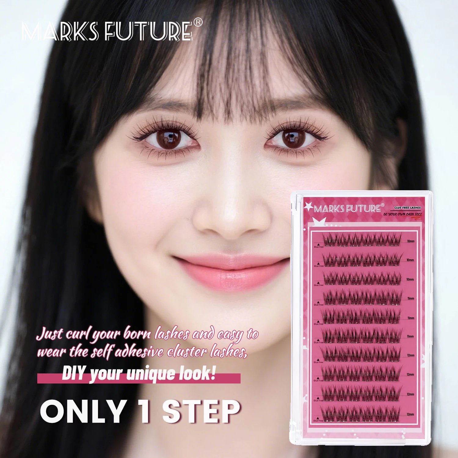 Cílios postiços autoadesivos, clusters de cílios de pressão, extensões de cílios finos, kit de extensão de cílios de cluster natural de 60 peças com pinça (10-12 mm, curvatura C) adequado para iniciantes, cílios postiços autoadesivos com aparência natural