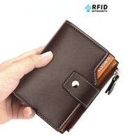 Vintage Small Men Wallet Pu Leather Short Anti theft swiping Purse Men Multifunction Hasp Zipper Multi card position Card Bags