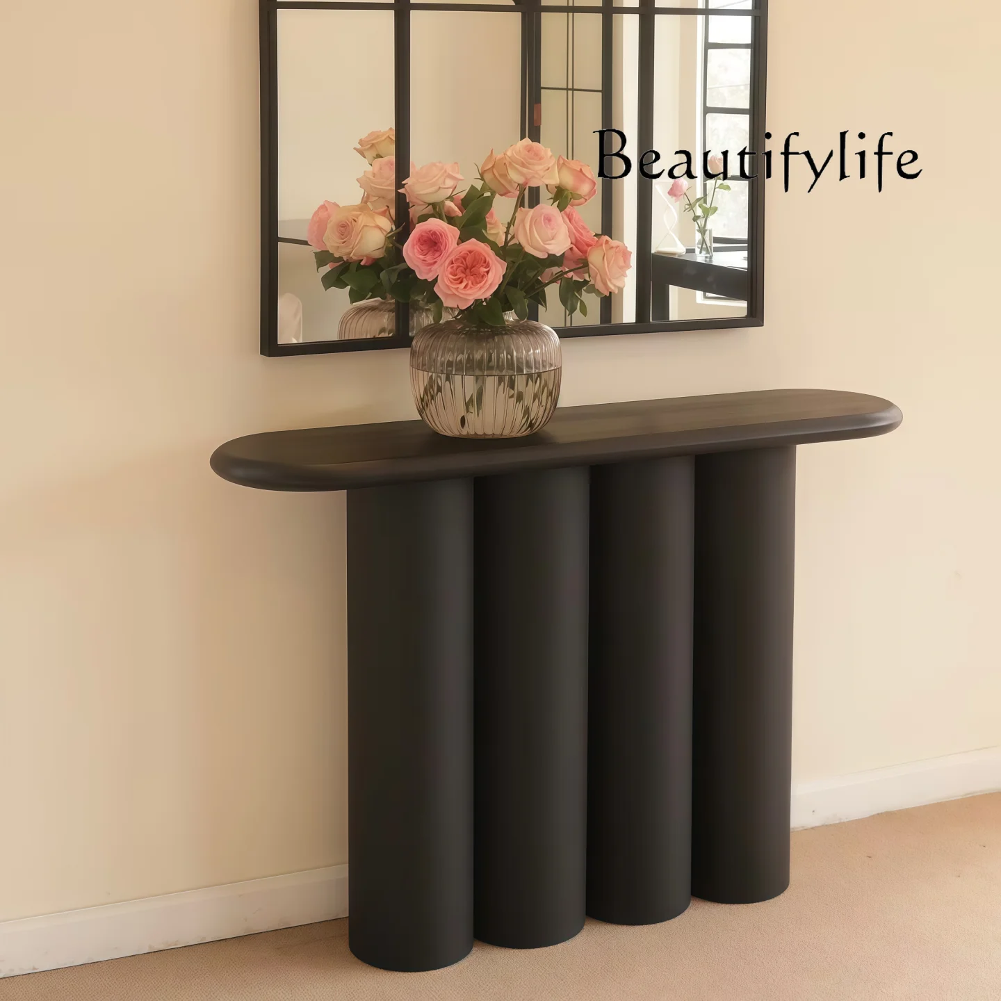 

French home designer entry is facing the door, porch table, minimalist corridor against the wall, ultra-narrow high-end sense