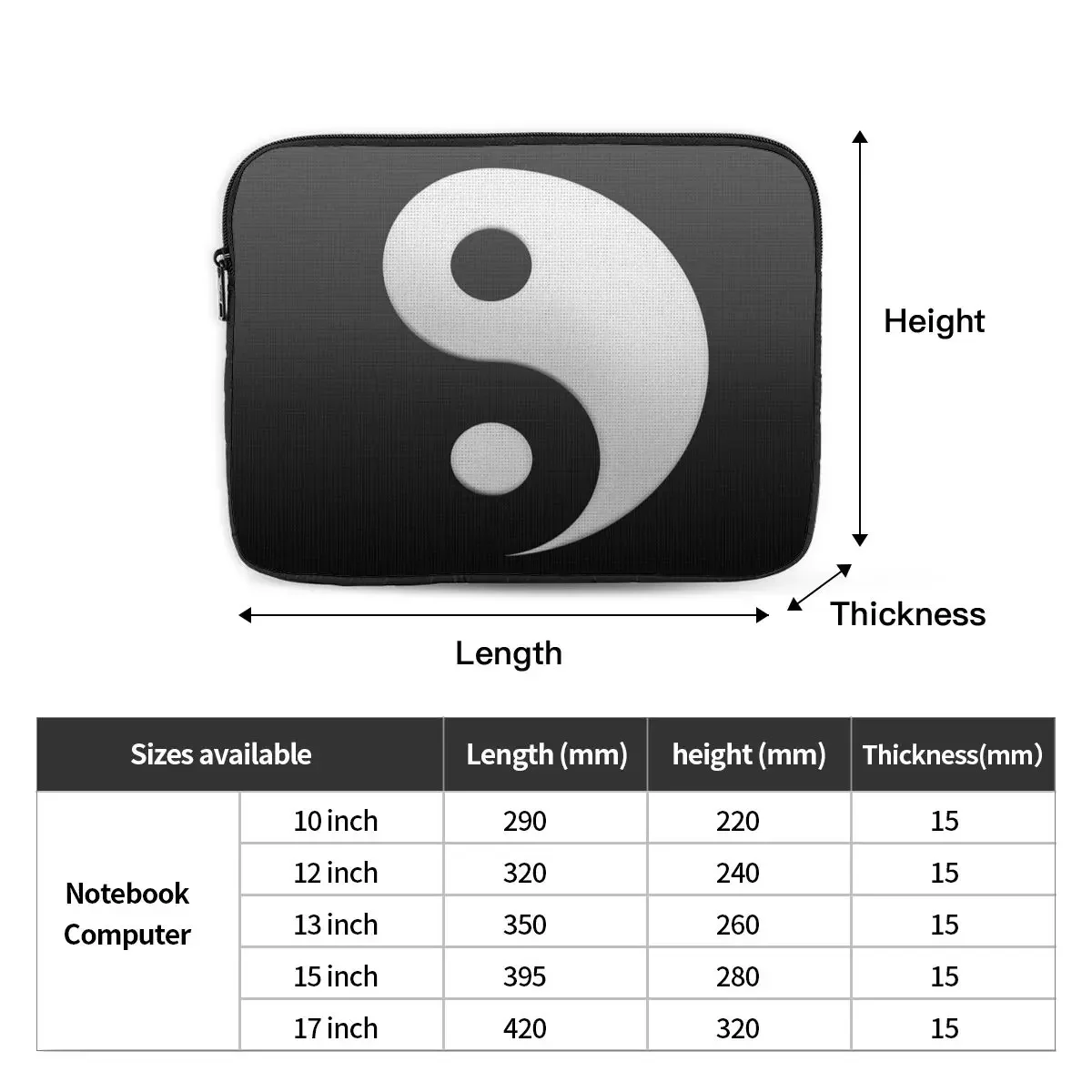 Yin Yang Computer ipad Laptop Cover Case Laptop Sleeve Bag Portable Cover Fundas Pouch