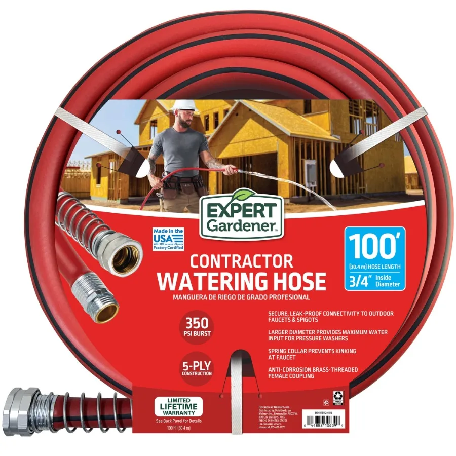 

Contractor Grade 3/4-Inch x 100-Foot Heavy-Duty Garden Hose for Outdoor Watering, Kink-Resistant, UV-Protected, Flexible All-Se