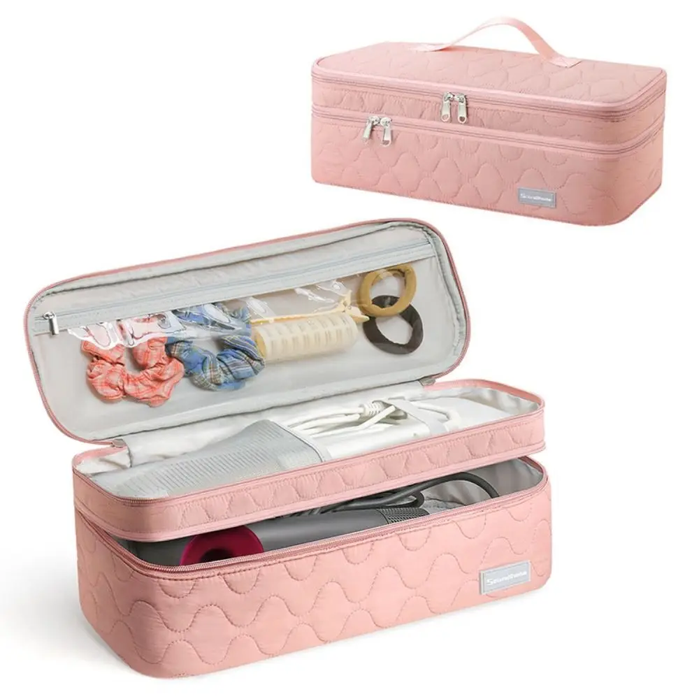 

2 Layers Portable Hair Dryer Tote Bag Multi-compartment Large Capacity Hair Tool Organizer Waterproof Protective