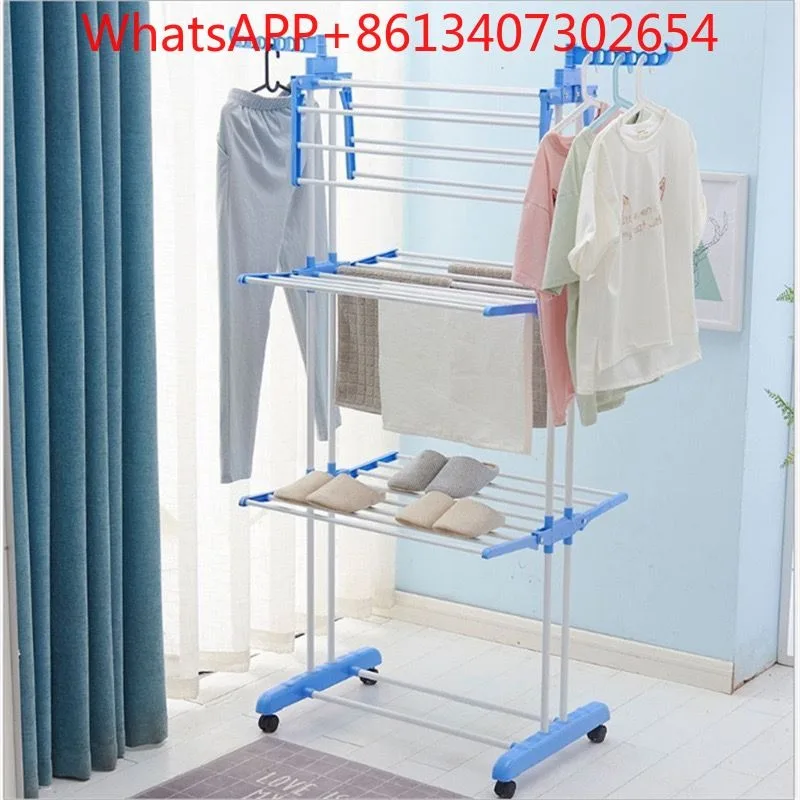 Multi-layer push-pull indoor home floor rack foldable airfoil drying rack (1pcs)