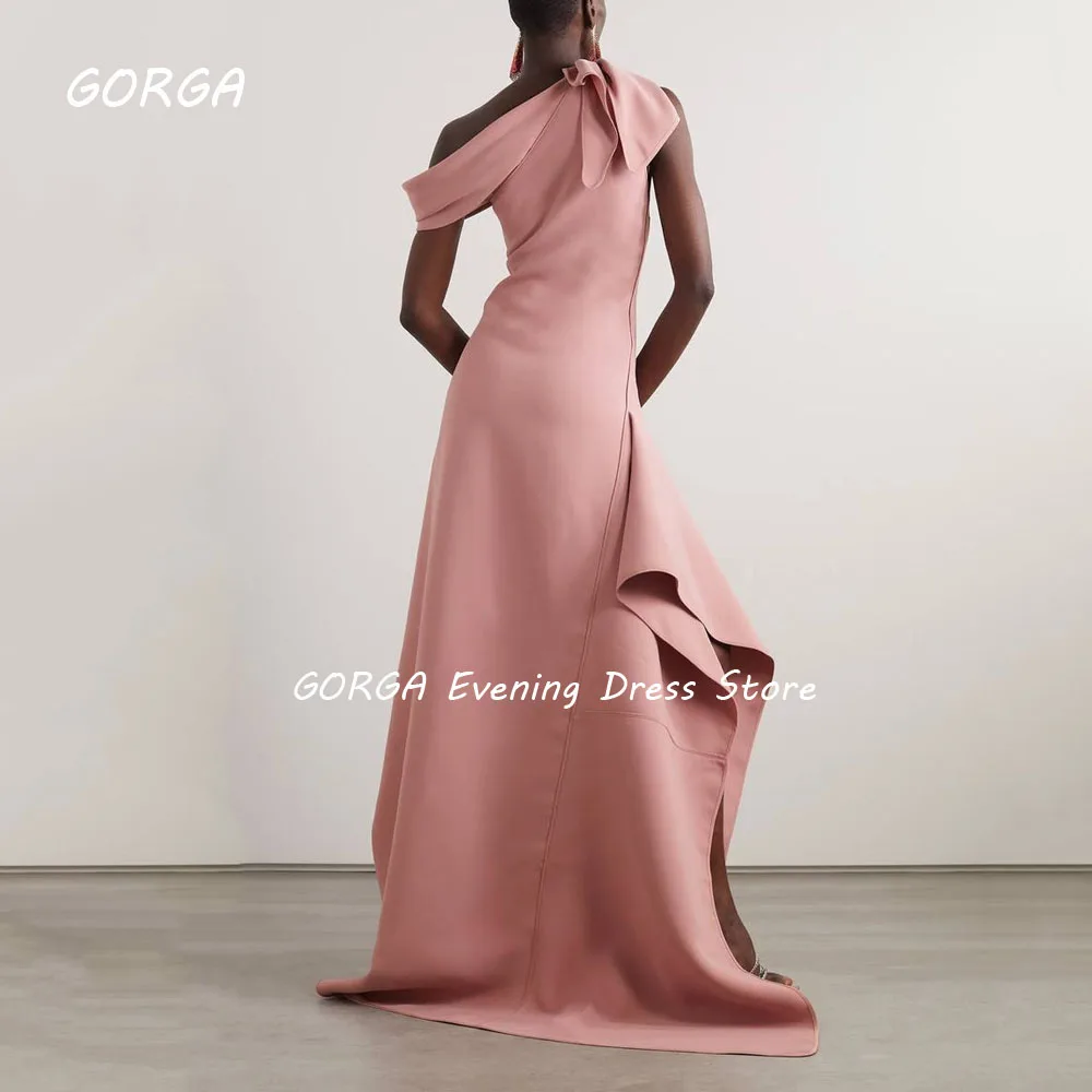 GORGA Simple One-Shoulder A-LINE 2024 Slim Backless Crepe Ocassion Gown Floor-Length Evening Dressفستان سهرة نسائي