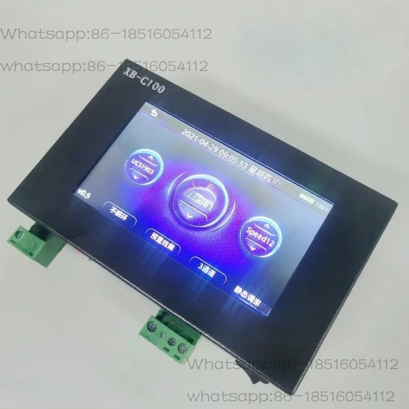 XB-C100 encoder DMX512 built-in test program, touch screen speed and brightness can be adjusted