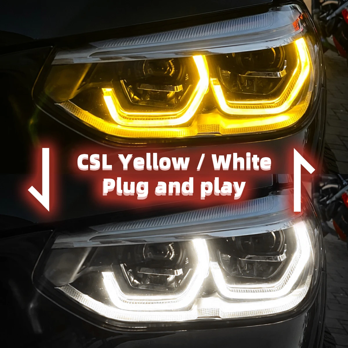 

For BMW X3 X3M X4 X4M G01 G02 F97 F98 2018-2021 Dual Color DRL CSL Yellow White High Beam Switch Plug and Play Daytime Running