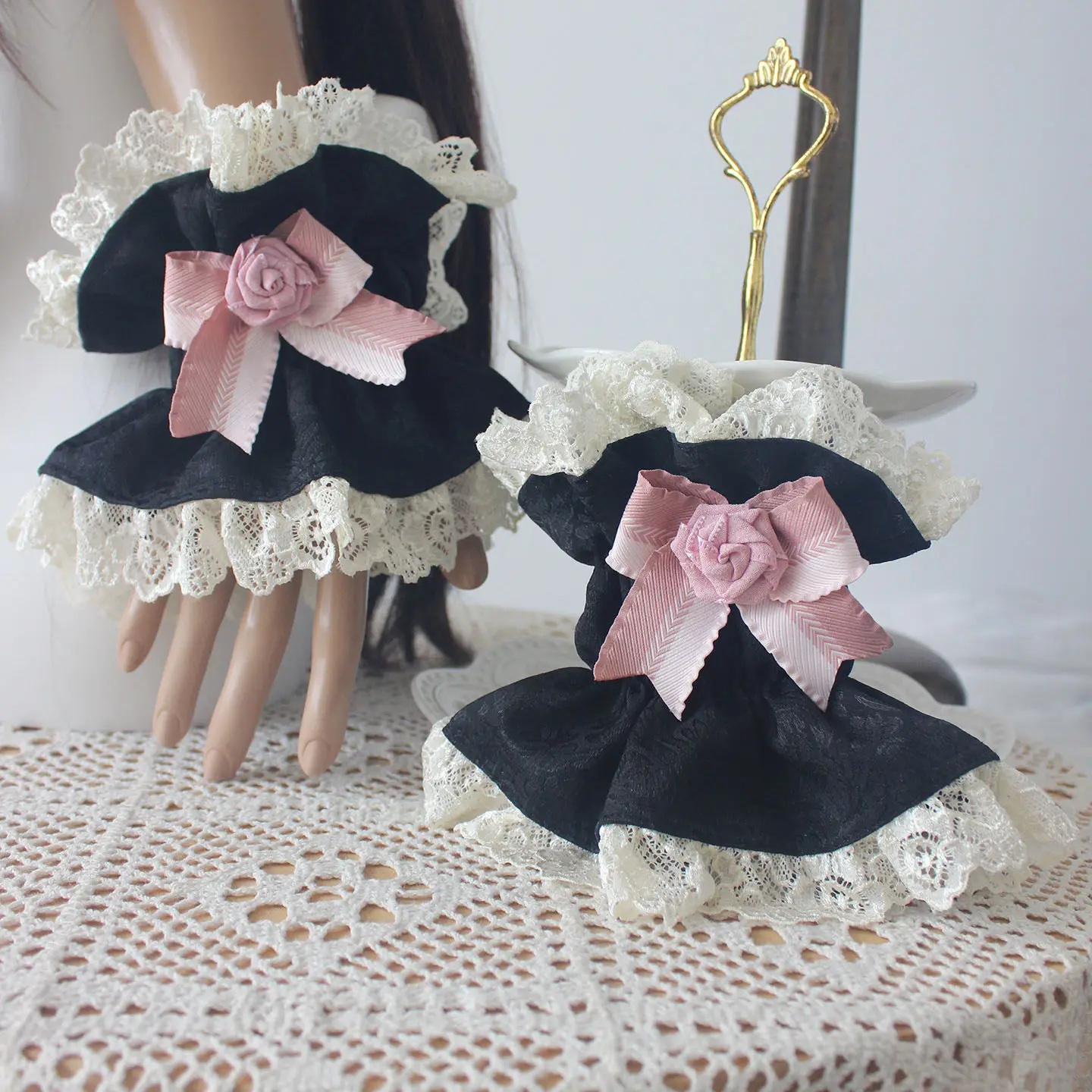Antique cake handmade Lolita lolita versatile lace sleeve bow Lolita girl wrist ornament