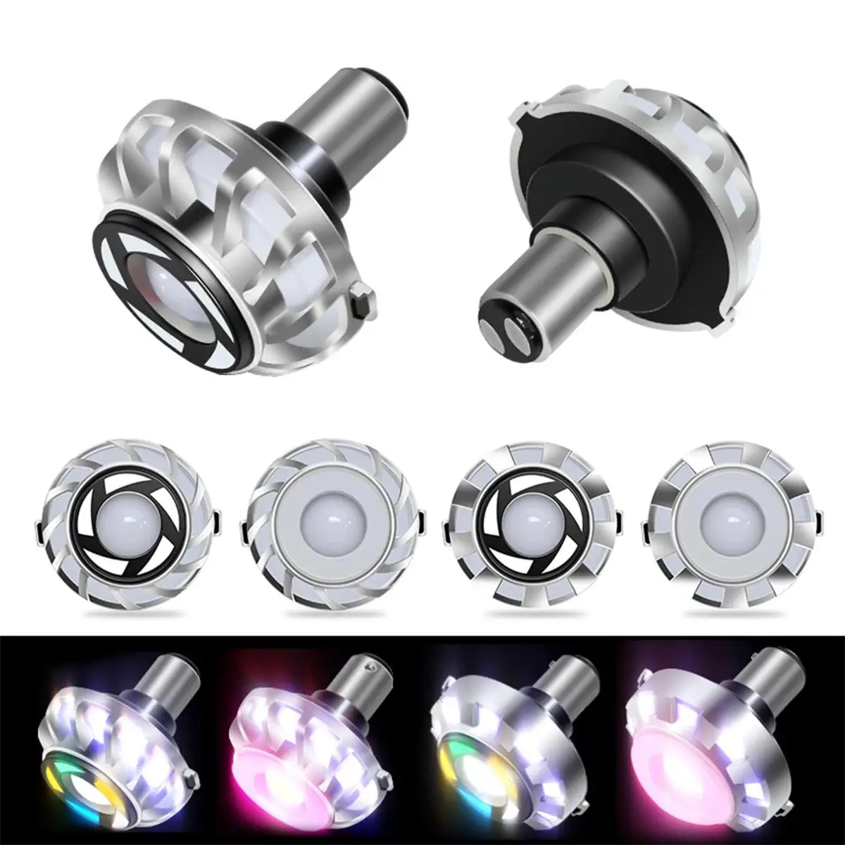 Colorful Motorcycle Led Brake Taillights Flashing Bulb Light Tail 12V For Rear Accessories Motorbike Mini Lights Universal Angel