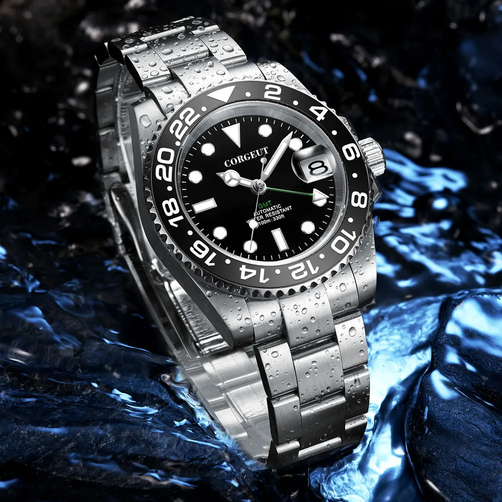 Custom Logo New Men Mechanical Wristwatch Jubilee Stainless NH34 GMT Watch Sapphire Glass Men Watches hombre