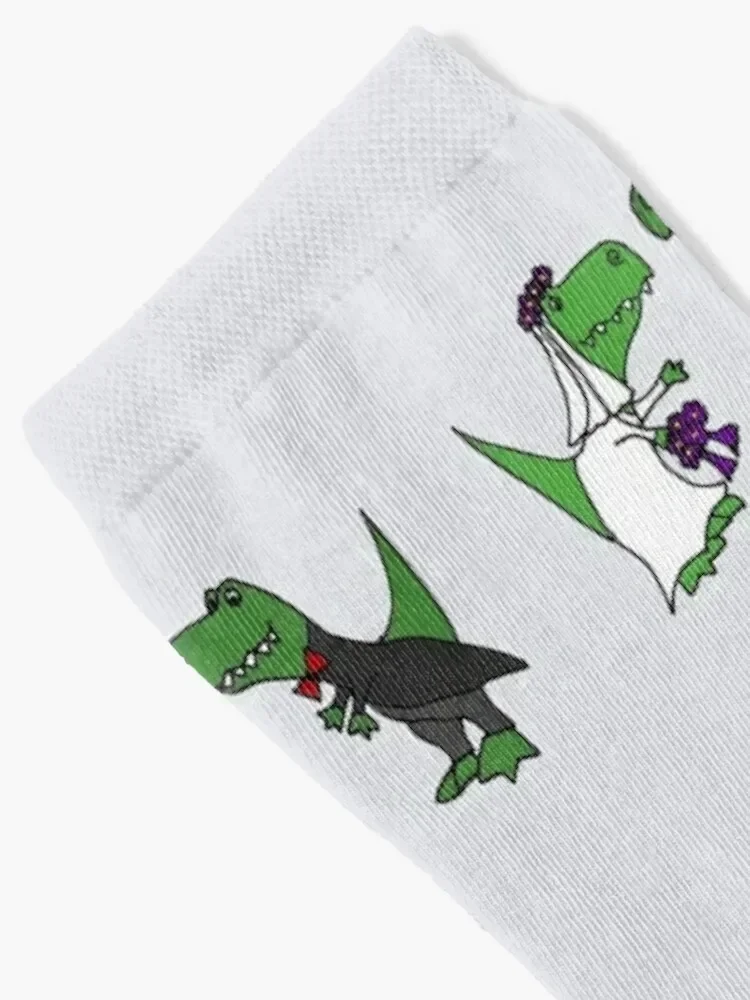 Funny Green T-Rex Dinosaur Bride and Groom Socks sport funny gifts basketball Sports Socks Female Men's