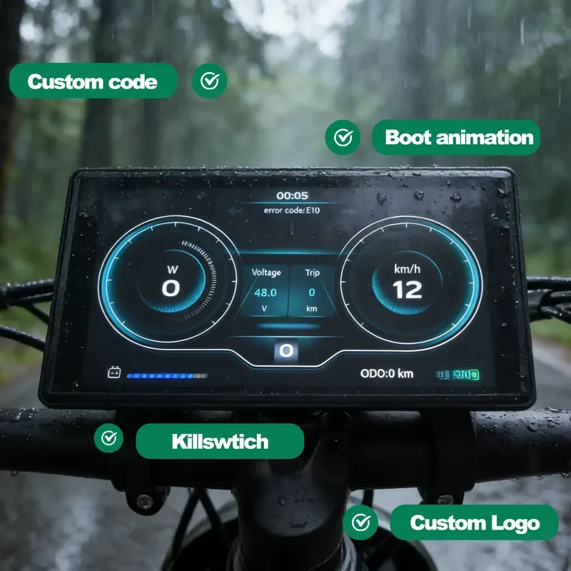 for H8 Smart E Bike Computer Large Color LCD Screen UART2 Speedometer Odometer with Phone Mirroring for Electric Bicycle