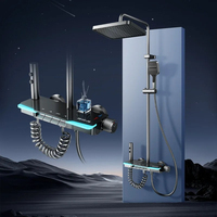 Hot Piano Key Shower Set Gray Bathroom Digital Display Faucet  System  Bathtub  and Cold 4 Functions Tap