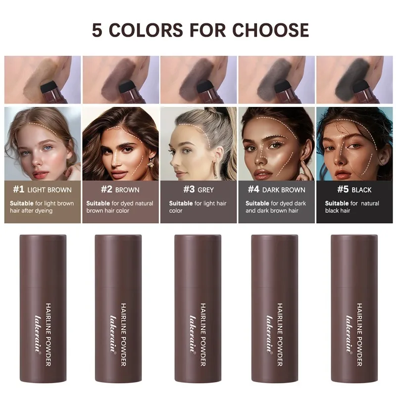 Hairline & Root Concealer Pen, Instant Grey Coverage Waterproof Powder Stick, Easy Blend Sponge Applicator for Hair & Eyebrows