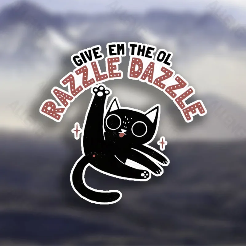 

1 шт. 7,5-дюймовая матовая виниловая наклейка с аниме-котом Razzle Dazzle Black, нестандартной формы, милый декор в кошачьей тематике