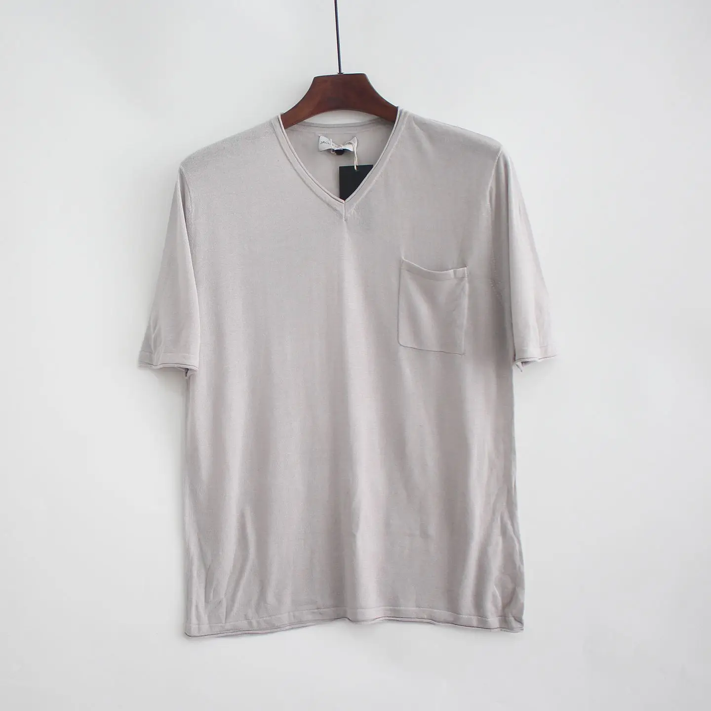 

Soft Modal Cotton Knitwear Pure Color Simple Men's Overhead Thin T-irt Summer Casual Loose Fit V-Ne ort Sve Top