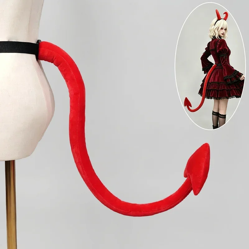 Devil Horns Headband Fake Tail Set Demon Vampire Cosplay Costume Accessories Halloween Party Dress Up Prop, Unisex Girl Gift New 3