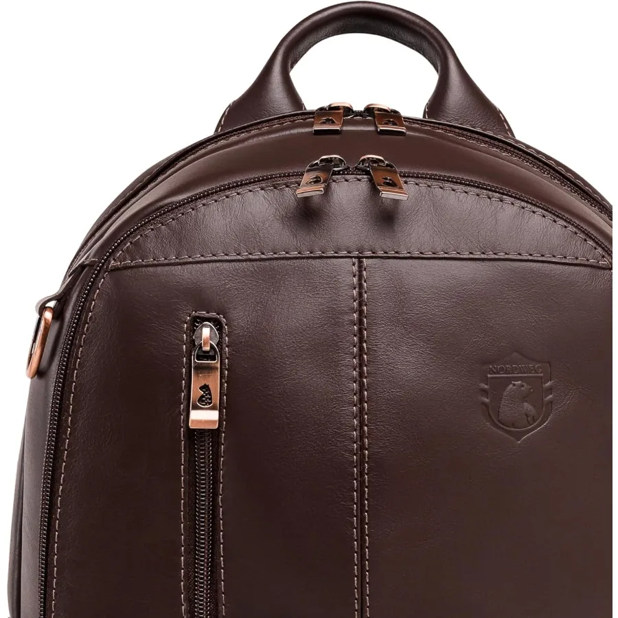 노르드웨그 가죽 노트북 백팩 NW072B 경량 데이팩 업무 여행 및 대학용 최대 15.6인치 노트북 수납 가능 브라운