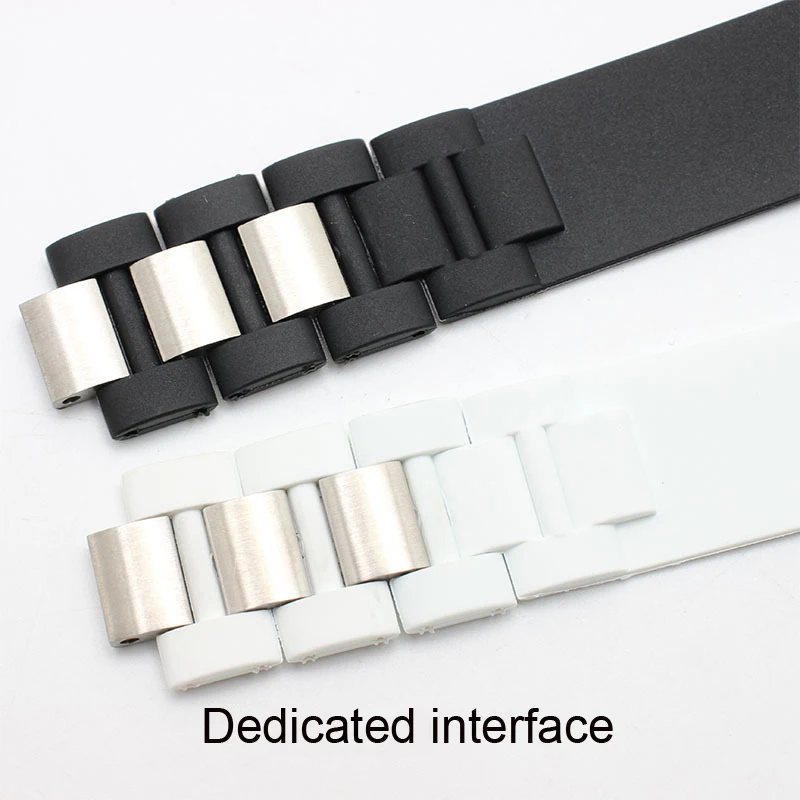 For Cartier 21 Chronoscaph W10198U2 W10125U2 W10197U2 W10184U2  Black Replacement Silicone Rubber Watch Band 20mmX10mm