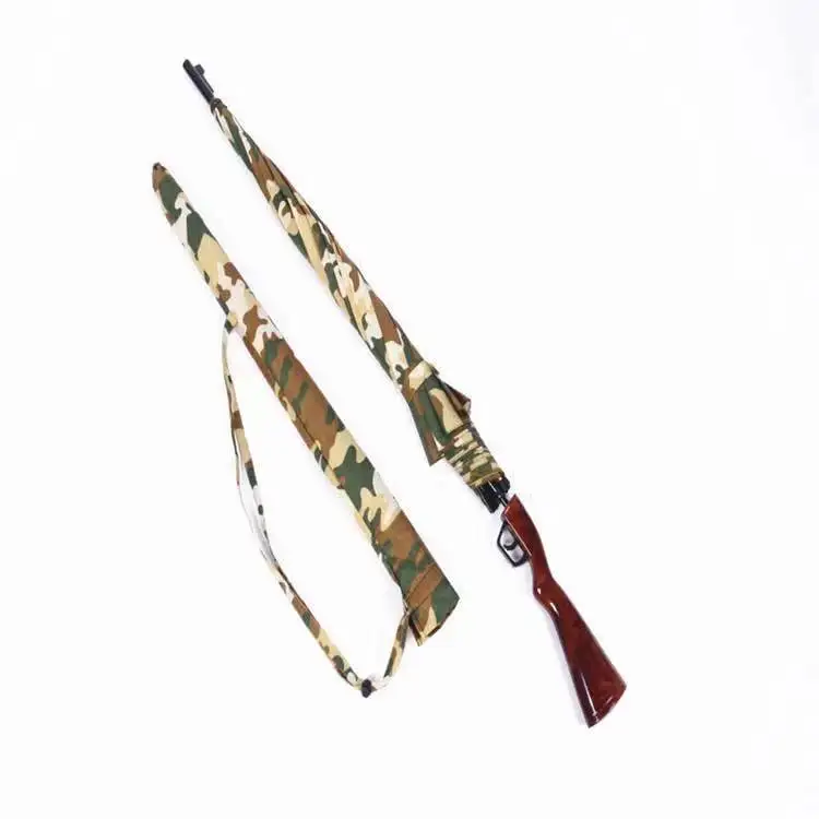 Rifle wooden handle gun imitation umbrella 100%sunscreen anti-uv parasol straight windproof anti-thunder fiberglass long ribs