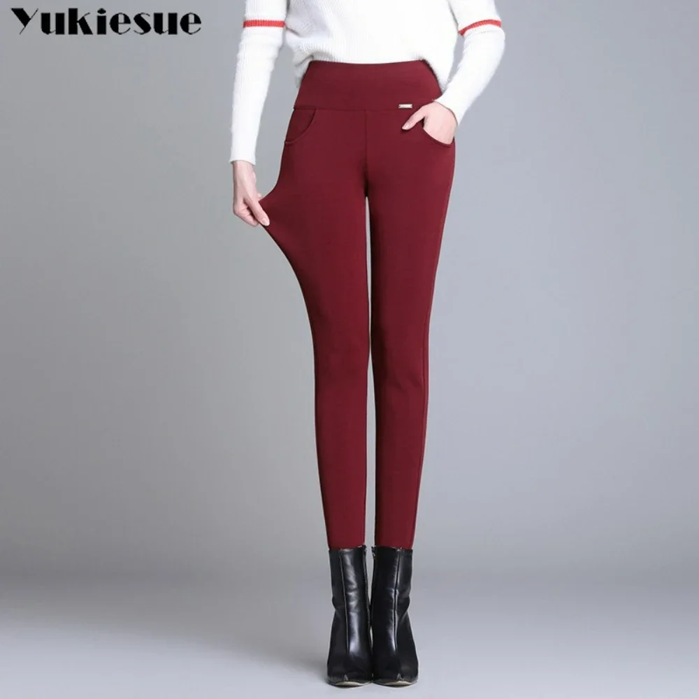 Women's Black Wearable Leggings 2020 Autumn Winter Fleece Lined Tights New High Waisted Slim Fit Long Pants