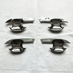 For Ford Ranger T6 Accessories 2011 2013 2016 2017 2018 2019 2020 2021 Door Handle Bowl Cover Trim Plastic Chrome Black