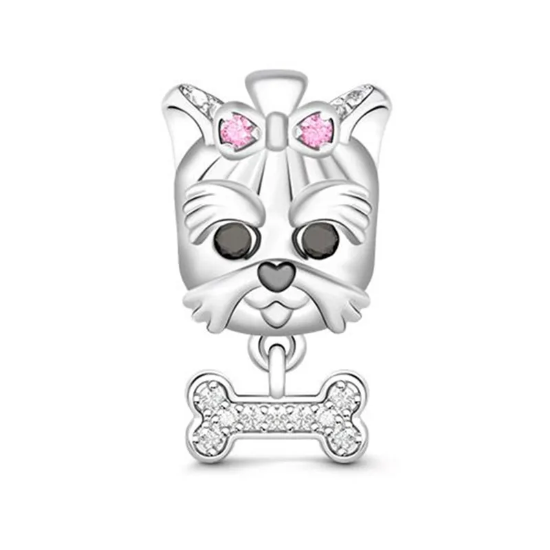 Abalorio de plata de ley 925 para pulsera Pandora, abalorio colgante de perro Labrador, Bulldog, bichón, regalo de joyería artesanal, gran oferta