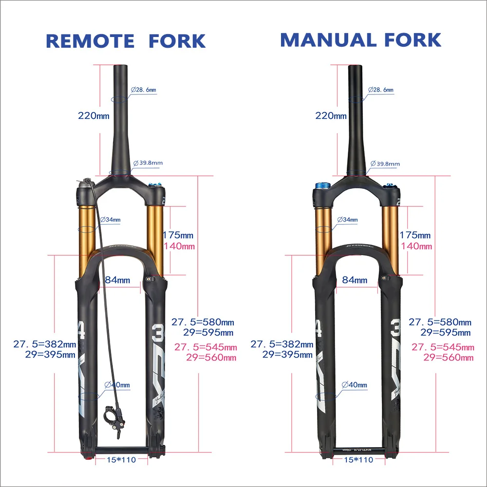 MTB Fork Boost XR34, Tapered Tube, Barrel Axis and Damping, Perfect for Cycling Enthusiasts, 27.5 in, 29 in