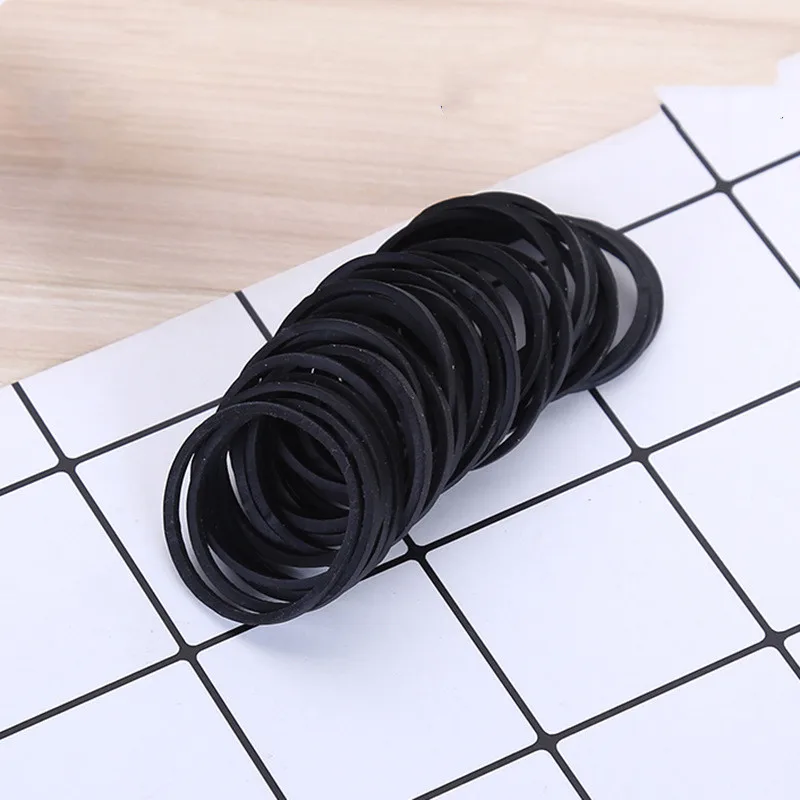 100/200Pcs Black 25mm 1 inch Elastic Rubber Bands Home Office Stretchable Band Sturdy Rubber Elastics Bands