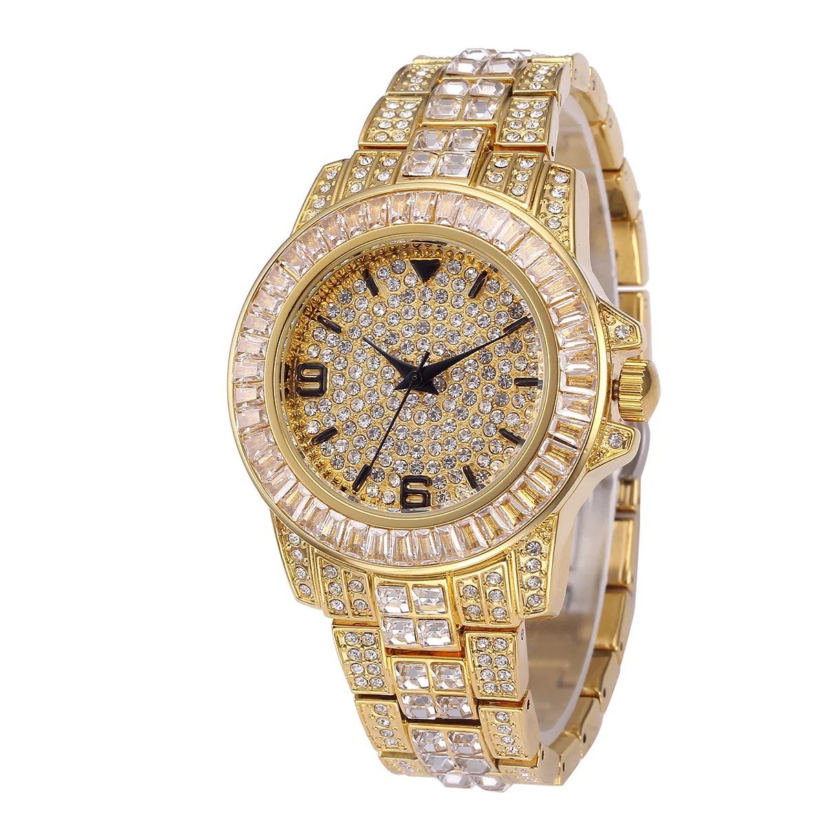 Luxury Full Stone Quartz Hip Hop Watch - alternate angle