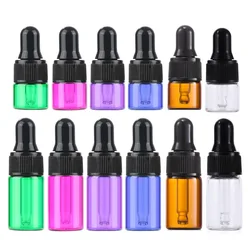 10x 1/2/3/5ml Red Blue Green Glass Dropper Bottles For Serum Essential Perfume Oil Mini Portable Travel Dripper Eye Drop Pipette