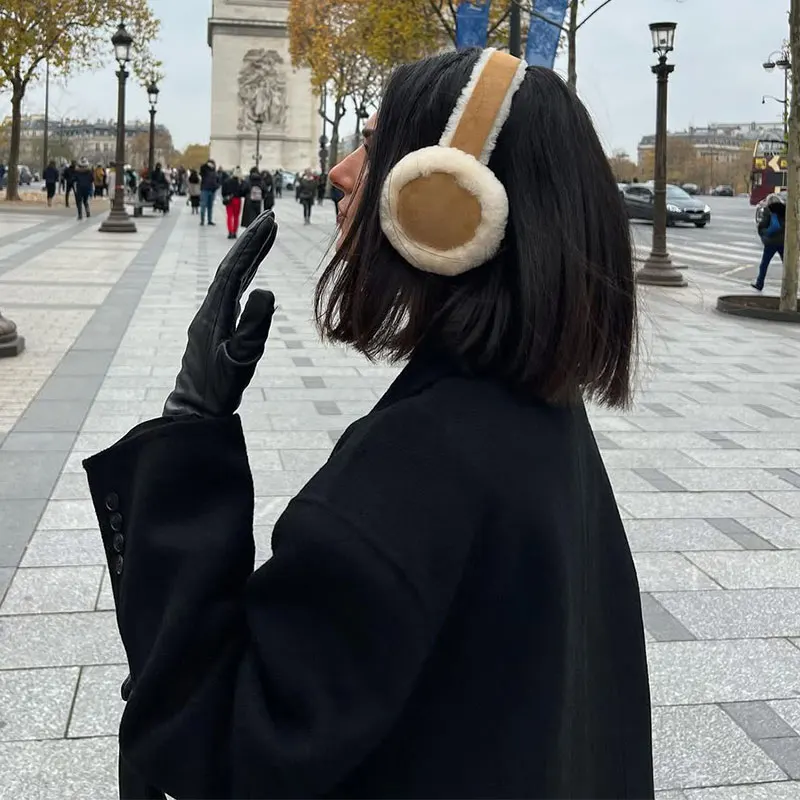 Winter Warm Earmuffs Cute Warm Brown Suede Plush Earmuffs Women's Maillard Collapsible Soft And Thick Earmuffs Winter Wear